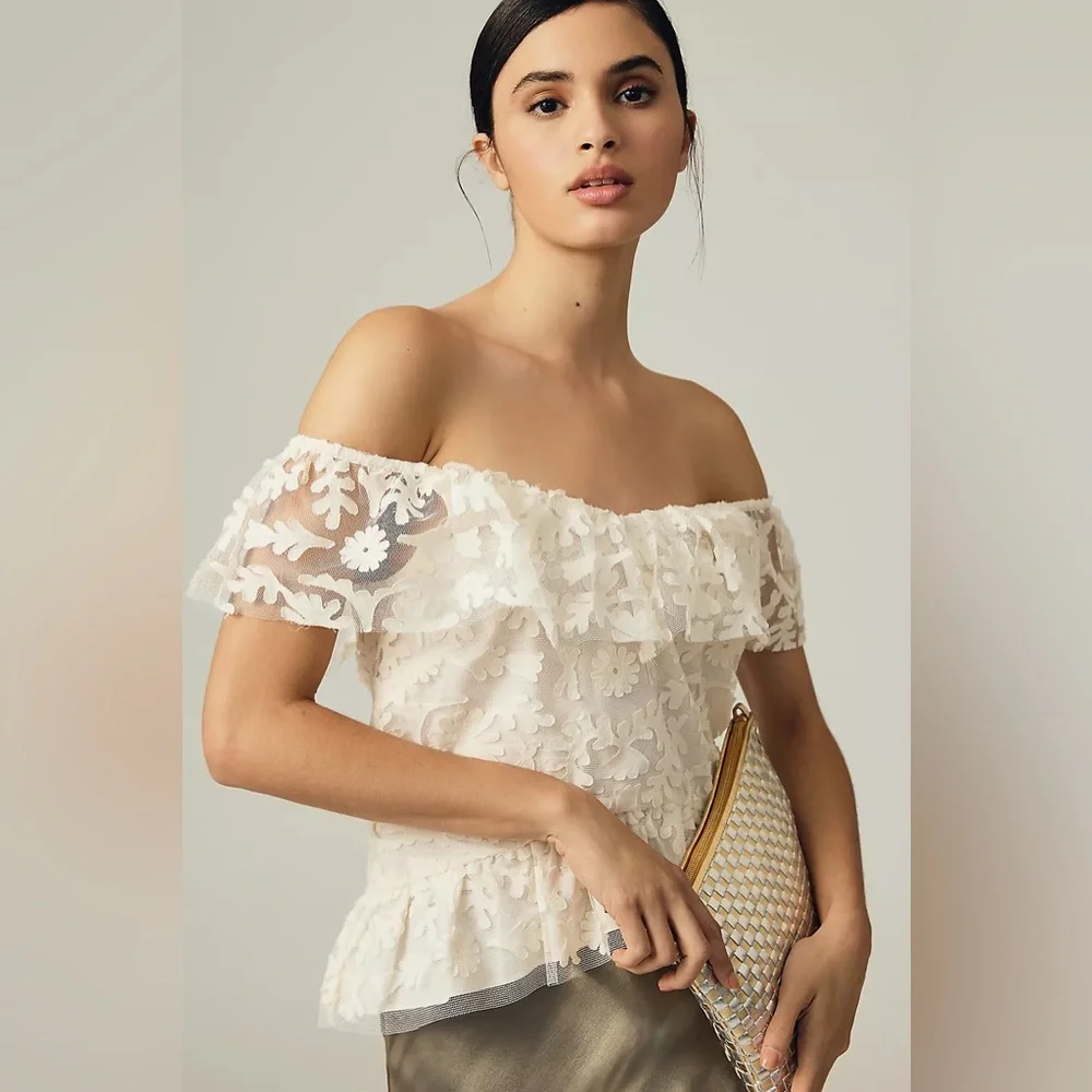 ANTHROPOLOGIE TEXTURED OFF THE SHOULDER TOP - Picture 6 of 14